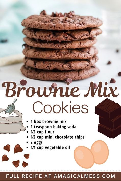 Use up that box of brownie mix in your cabinet to make COOKIES! Yes, brownie cookies give you that rich and chewy treat you love in the form of a cookie. Brownie Box Mix Cookie Recipes, How To Make Cookies From Brownie Mix Boxes, Brownie Box Mix Recipes, Brownie Cookies With Brownie Mix Boxes, Cookies Using Brownie Mix Boxes, Brownie Mix Cookies Boxed, Cookies From Brownie Mix Boxes, Box Brownie Cookies Recipes, Brownie Box Cookies