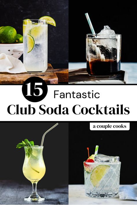 Club Soda Cocktails, Vodka Soda Drinks, Club Soda Drinks, Gin Rickey Recipe, Spritzer Cocktails, Tom Collins Recipe, Friday Cocktails, Soda Cocktails, Gin Rickey