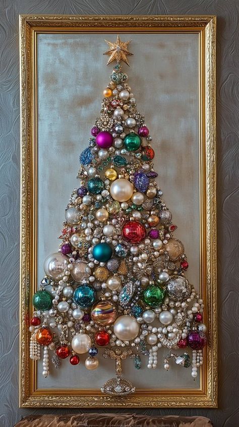 Gen Z’s Guide to Creative Christmas Trees: 15 Unique Ideas for 2024 — Living Bright Interiors How To Make Jeweled Christmas Trees, Framed Christmas Tree, Gemstone Christmas Tree, Safety Pin Tree, Colorful Kids Christmas Tree, Collage Christmas Tree, Unique Christmas Tree Ideas Creative, Brooch Christmas Tree Diy, Quirky Christmas Tree