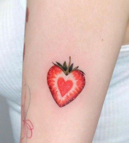 Olive Tattoo, Crow Tattoo Design, Art Inspired Tattoos, Strawberry Tattoo, Simple Arm Tattoos, Food Tattoos, Crow Tattoo, Kawaii Tattoo, Sweet Tattoos