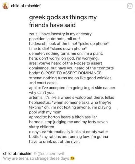 Greek Gods Funny, Hermes X Apollo, Greek God Names, Aphrodite And Hephaestus, Ancient Greek Names, Greek Mythology Funny, Greek Mythology Names, Guys Names, Mythology Names