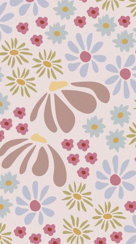 Cute Spring Wallpaper Iphone Aesthetic, Groovy Flower Pattern, Wallpaper Iphone Bright, Bright Wallpaper Iphone, Danish Wallpaper, Wallpaper Iphone Homescreen, Design Tudung, Coquette Wallpapers, Scrapbook Backgrounds