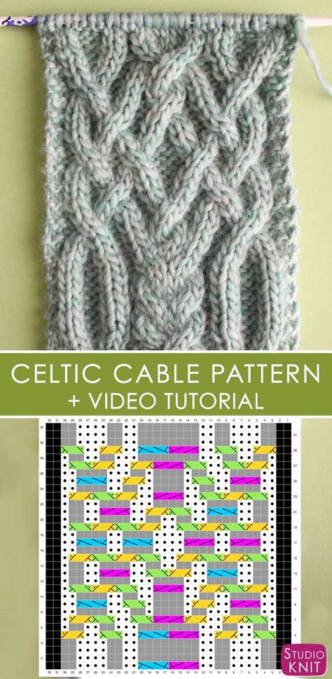 I'm taking the classic Celtic Cable pattern up a notch with this super fancy version. Learn How to Knit this Fancy Celtic Cable Pattern by Studio Knit with FREE written and chart pattern, along with video tutorial. #cableknit #studioknit #knitting Knit Stitch Patterns Cables, Needlework Ideas, Aran Knitting Patterns, Cable Knitting Patterns, Studio Knit, Knitting Paterns, Chart Pattern, Cable Pattern, Knit Stitches