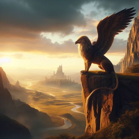 Majestic and fierce, griffins bear the regal visage of eagles and the untamed spirit of lions, guarding ancient realms. Griffin Aesthetic, Griffin Mythical, Fantasy Western, Dragon Queen, Mythical Creatures Fantasy, Fantasy Animals, Treasure Map, My Fantasy World, Water Animals