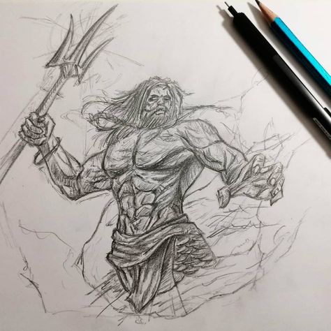 Poseidon Sketch, Poseidon Drawing, Epic The Musical, Drawing Heads, Drawing Simple, Easy Drawing, Drawing Sketch, Drawing Sketches, Easy Drawings