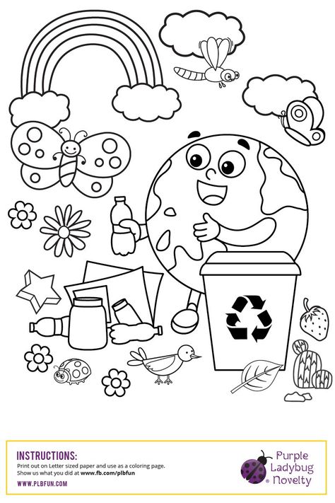 FREE Earth Day Coloring Page by Purple Ladybug Novelty  Practice your kid's coloring skills and teach them how to take care of the environment by our FREE Earth Day coloring page! Earth Coloring Pages, Earth Day Coloring Pages, Earth Day Projects, Earth Day Crafts, Earth Day Activities, Coloring Pages Printable, Page Ideas, Save Earth, Elementary Art