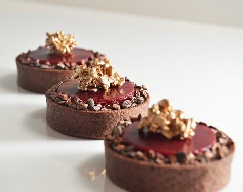 chocolate cherry tart Chocolate Cherry Tart, Chocolate Desserts Fancy, Golden Rice, Arts Magazine, Cherry Desserts, Devils Food, Cocoa Nibs, Rice Cereal, Pastry Art