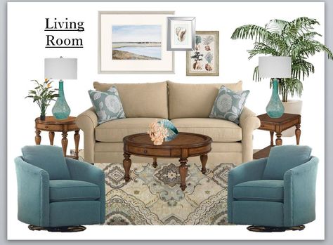 Teal Beach Living Room Ideas, Coastal Transitional Decor, Blue And Cream Living Room, Blue Couch Living, Blue Sofa Living, Brown And Blue Living Room, Tan Living Room, London Living Room, Brown Couch Living Room