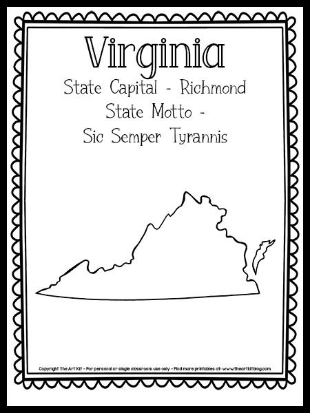 State Coloring Pages, State Project, Virginia Art, Homeschool Fun, Coloring Page Free Printable, The 50 States, State Symbols, Preschool Activities Toddler, Virginia State