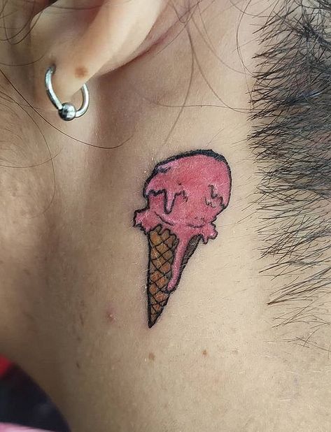 Ice Cream Cone Tattoo, Ice Cream Tattoo, Cream Tattoo, Inspired Tattoos, Ice Cream Scoops, Airbrush App, Jewelry Tattoo, Drawing Lessons, Piercing Tattoo