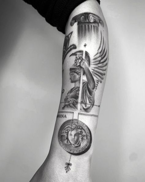 Top 100 Best Athena Tattoos For Women - Greek Goddess Design Ideas Greek Goddess Tattoo, Athena Greek Goddess, Athena Tattoo, Esoteric Symbols, Goddess Tattoo, Battle Armor, Greek Goddess, Women's Style, Tattoos For Women