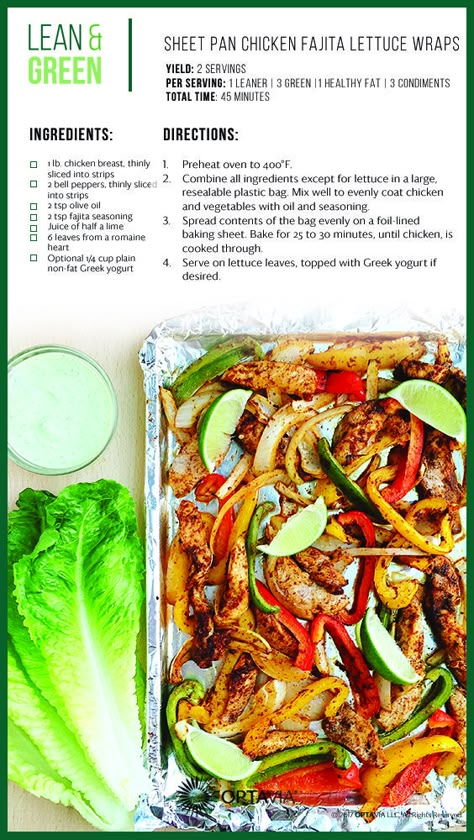 Fajita Wraps, Lean Dinners, Lean Recipes, Salat Wraps, Medifast Recipes, Fajita Chicken, Lean Protein Meals, Lean And Green, Green Meals