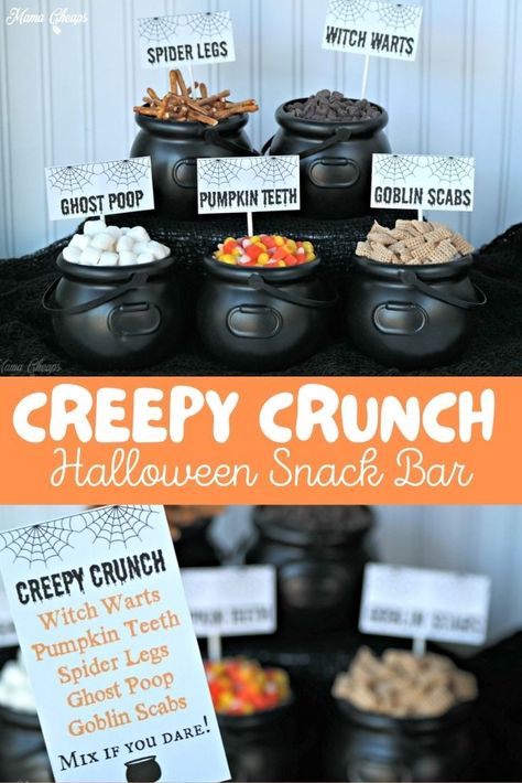 Halloween Candy Table, Halloween Candy Buffet, Corn And Rice, Buffet Halloween, Halloween Party Candy, Trail Mix Snack, Diy Halloween Candy, Halloween Dessert Table, Halloween Snack Mix