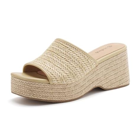 Summer Slides, Women Wedges, Summer Slide, Sandals Casual, Slip On Mules, Womens Slides, Espadrille Sandals, Fashion Sandals, Platform Wedge Sandals