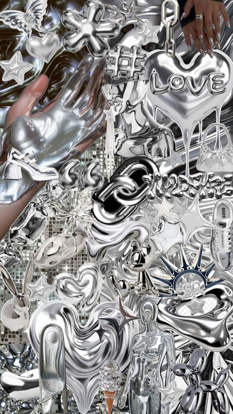 Chrome metal silver futuristic aesthetic shiny style metallic fashion vibe Shiny Aesthetic, Metallic Fashion, Futuristic Aesthetic, Metal Fashion, Chrome Metal, Aesthetic Fashion, Silver