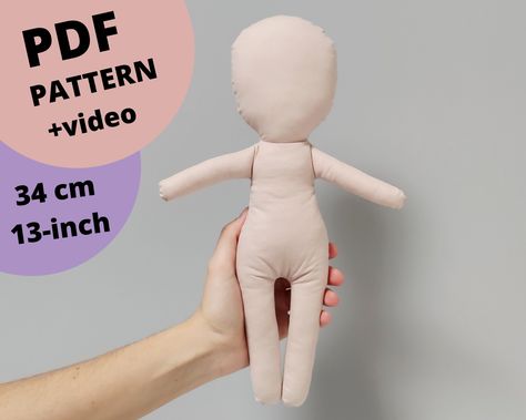 PDF pattern with sewing instructions; for printing on A4 and US Letter size paper #dollpattern #clothdoll #sewingpattern #fabricdoll #softdoll #ragdoll #simplepatterns #blankdoll #sewandra #simpledoll Doll Pattern Sewing, Doll Body Pattern, Body Pattern, Pattern Printable, Rag Doll Pattern, Sewing Instructions, Doll Sewing, Doll Sewing Patterns, Pattern Sewing