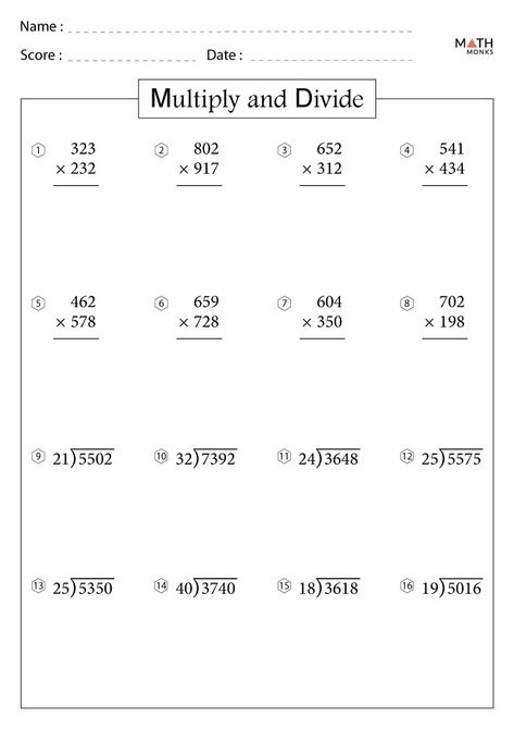 Multiplication and Division Worksheets with Answer Key Division And Multiplication Worksheet, Multiplication Division Worksheet, Division Worksheets 3rd Grade, Division Worksheets Grade 4, Division Facts Worksheets, Color By Number Multiplication, Number Multiplication, Multiplication And Division Worksheets, Math Hacks