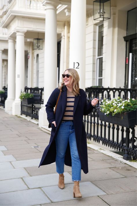 The Curated Coat, French Clothing Brands, French Wardrobe, Best Winter Outfits, French Outfit, Navy Coat, Classic Trench Coat, Midi Skirts, Coat Outfits