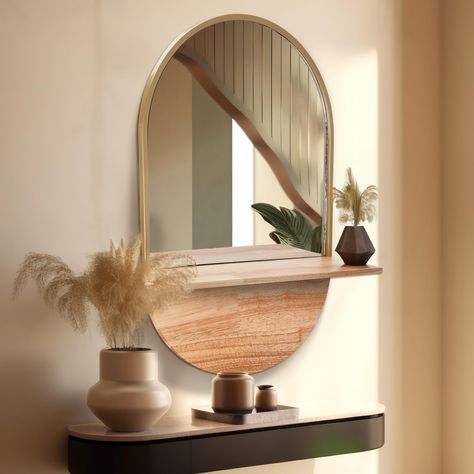 PRICES MAY VARY. SMALL MIRROR WITH SHELF: Elevate Your Space with our Hamilton Hills oval mirror that adds a contemporary touch to any room. This small mirror with shelf is perfect for bathrooms, bedrooms, or elsewhere. The brown wood frame complements various decor styles PHARMACY MIRROR WITH SHELF: Versatile and Functional, this mirror is ideal as a bathroom vanity mirror or an entryway mirror with shelf. Its generous size is perfect for dressing or grooming, making it a functional pharmacy mi Mirror Shelf Entryway, Kitchen Mirror Ideas, Entryway Floating Shelf, Hallway Mirror Ideas, Small Bathroom Mirror, Entryway Mirror With Hooks, Entryway Floating Shelves, Shelf Mirror, Small Bathroom Mirrors