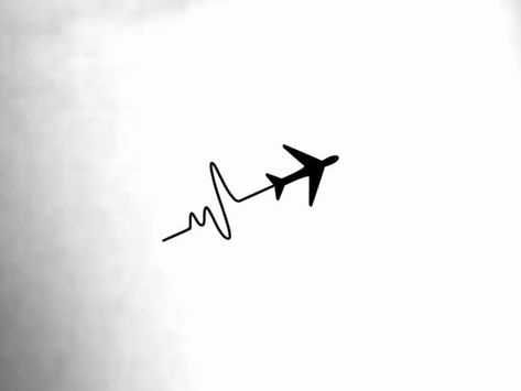 Small Covering Tattoos, Airplane Mode Tattoo, Travel Plane Tattoo, Airplane Wrist Tattoo, Airplane Heartbeat Tattoo, Airplane Hand Tattoo, Tattoo Airplane Travel, Plane With Heartbeat Tattoo, Plane Heartbeat Tattoo