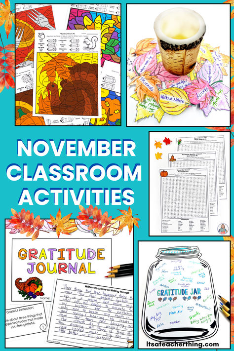 Make November memorable with meaningful classroom activities for 4th, 5th, and 6th graders & middle school! Learn 12 November Classroom Activities for Older Kids that features Thanksgiving projects, gratitude lessons, & creative writing ideas to keep students inspired & engaged. Tailored for older students, these activities are ideal for busy classrooms or homeschool settings. Click to explore fresh, motivating ideas for your students this November. Thanksgiving Middle School, November Stem, Activities For Older Kids, Middle School Homeschool, November Classroom, Homeschool Middle School, Middle School Libraries, November Activities, Thanksgiving Projects