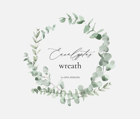 Eucalyptus Wreath Drawing, Eucalyptus Logo, Eucalyptus Drawing, Eucalyptus Clipart, Pink Christmas Wreath, Wreath Eucalyptus, Botanical Wreath, Eucalyptus Watercolor, Owl Wreaths