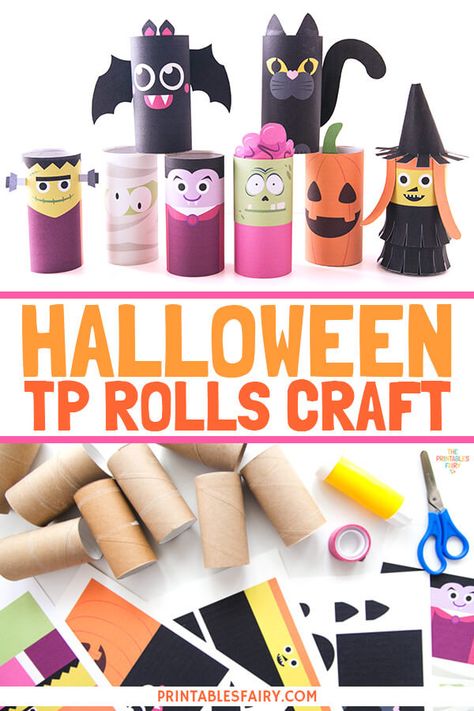 Tp Roll Crafts For Kids Halloween, Halloween Tp Roll Craft, Halloween Loo Roll Crafts, Tp Roll Halloween Crafts, Halloween Activities Crafts, Toilet Paper Tube Halloween Crafts, Loo Roll Halloween Craft, Paper Roll Halloween Crafts, Halloween Crafts Toilet Paper Rolls