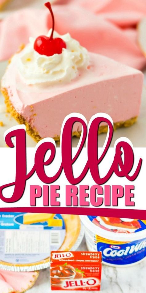 Grab Cool Whip, Jello and a graham cracker crust and you’re ready to make this quick jello pie. It’s the perfect comfort food after a long day or to serve last-minute guests. I especially love it on a hot summer day. Although I’ll happily eat this delicious strawberry jello pie all year round.  There is something about a cool Jello pie that is so comforting and delicious, and if you’ve never made one it’s shockingly easy to make. Cool Whip Jello, Strawberry Jello Pie, Whipped Cream Pie, Pudding Recept, Cool Whip Pies, Jello Pie, Jello Flavors, Cool Whip Desserts, Easter Pie