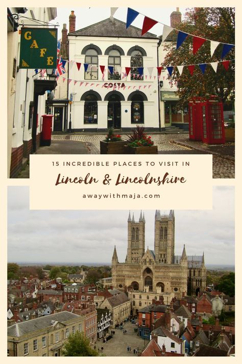 Planning a weekend getaway to Lincoln and Lincolnshire? Read our guide on what to see in Lincoln and the surrounding area! This is such an underrated part of England but with plenty to see and do. From iconic sights like Lincoln Cathedral to pretty market towns like Horncastle and countryside walks in the Lincolnshire Wolds AONB, this travel blog post details all the best things to do on a trip to Lincoln and Lincolnshire. If you're planning a visit to the area, you NEED to read this post! Lincolnshire Wolds, Countryside Walks, Lincoln England, Lincolnshire England, Lincoln Uk, Lincoln Cathedral, Amazing Places To Visit, Life Abroad, Incredible Places