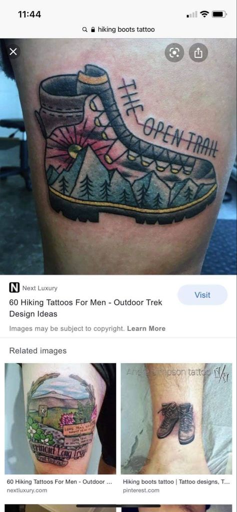 Hiking Boot Tattoo, Boot Tattoo, Traditional Tattoo Inspiration, Hiking Tattoo, Hiking Boot, Traditional Tattoo, Tattoos For Guys, Hiking Boots, Tattoo Ideas