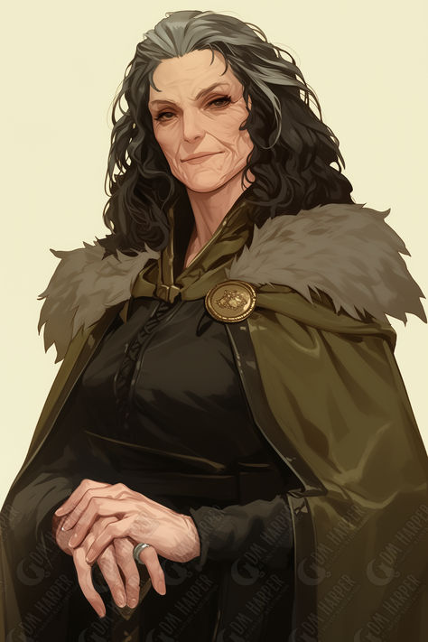 Lady Velrosa Nanda, High Steward of Nightstone, Lawful Good Human Noble (Storm King’s Thunder) Female Dnd Character, Noble Character Design, Dnd Old Lady, Old Dnd Character, Human Character Design, Older Woman Art Dnd, Older Woman Art, Dwarven Woman Beard, Fantasy Noblewoman Art