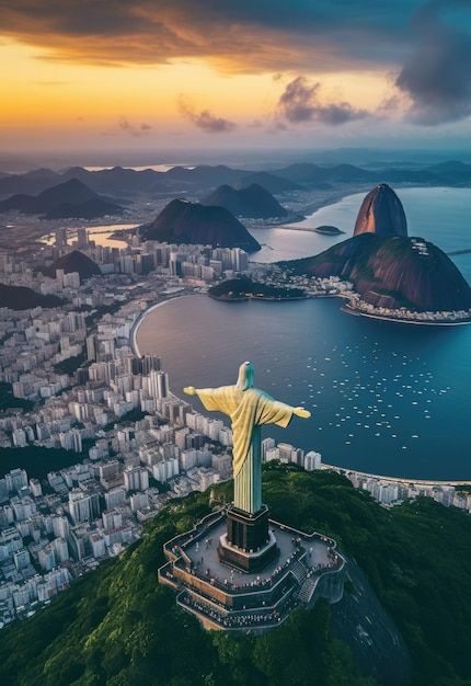 Vista aérea do cristo redentor e copacab... | Premium Photo #Freepik #photo #atracao-turistica #cityscape #brasil #copacabana 7 World Wonders, Living In Brazil, Church Aesthetic, Northeast Region, Christ The Redeemer, Brazil Travel, Personal Photography, Pyramids Of Giza, Beautiful Wallpapers Backgrounds