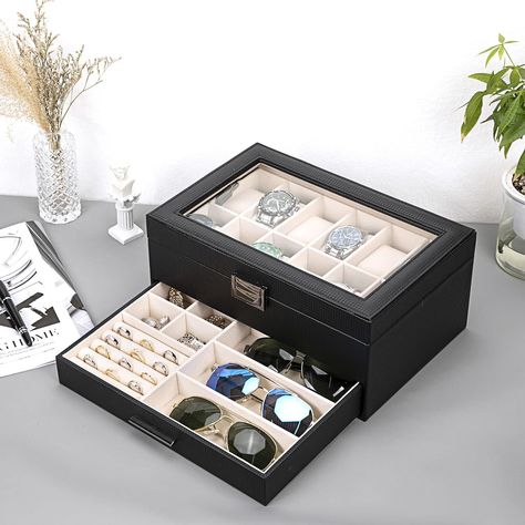 Men Interior Design, Drawer Jewelry Organizer, Sunglasses Necklace, Jewelry Box Organizer, Jewelry Tray Organizer, Bracelets Black, Good Jewelry, Jewelry Organizer Storage, Watch Boxes