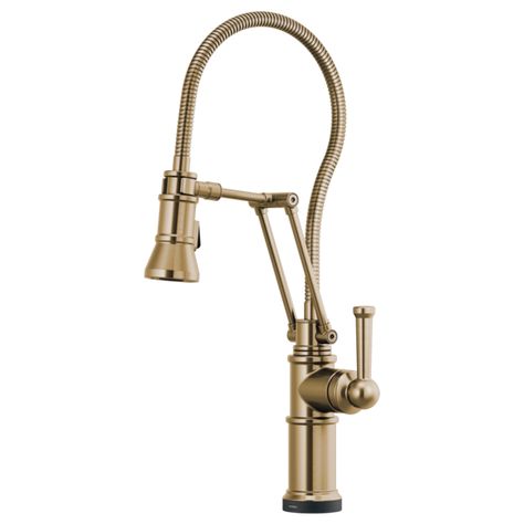 Artesso® | SmartTouch® Articulating Faucet With Finished Hose Tuxedo Kitchen, Butlers Pantry, Bar Faucets, Single Handle Kitchen Faucet, Fall Kitchen, House Kitchen, Plumbing Fixtures, Kitchen Handles, Brass Handles