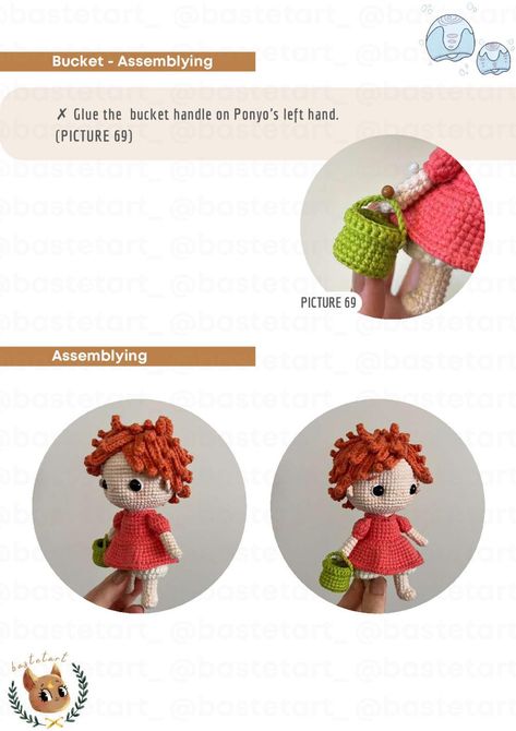 donyo crochet pattern Ponyo Crochet Free Pattern, Ponyo Crochet, Lilly Doll, Kat Haken, Crochet Parrot, Crochet Doll Tutorial, Cat Crochet, Crochet Keychain Pattern, 3d Origami