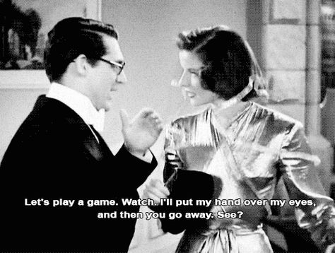 Cary Grant Bringing Up Baby, 1938 Movie Captions, Bringing Up Baby, Classic Movie Quotes, Golden Hollywood, Best Movie Lines, Quotes Movie, Baby Movie, Romantic Comedies, Katherine Hepburn