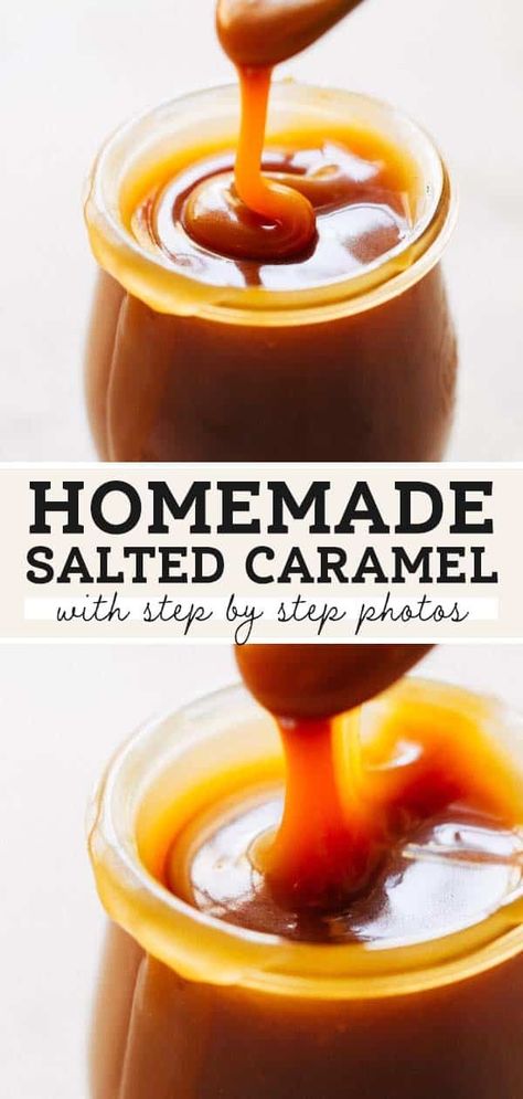 This is a fool proof salted caramel recipe made up of just 5 ingredients! It's quick, simple, and leaves you with a luscious jar of homemade salted caramel. #saltedcaramel #caramelsauce #caramel #butternutbakery | butternutbakeryblog.com Caramel Apple Sauce, Salted Caramel Recipe, Easy Salted Caramel, Salted Caramel Sauce Recipe, Salted Caramel Recipes, Caramel Dessert Recipes, Homemade Salted Caramel, Caramel Recipe, Homemade Oatmeal