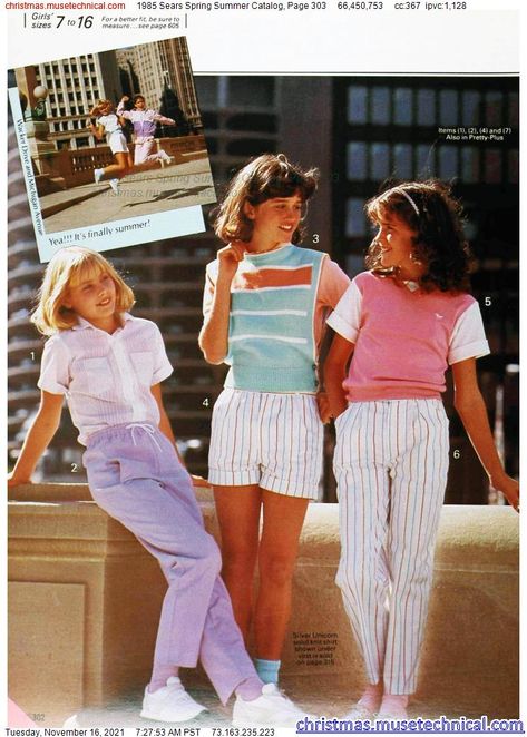 1985 Sears Spring Summer Catalog, Page 303 - Catalogs & Wishbooks 80s Girl Fashion, Late 80s Fashion, 19s Fashion, 1980s Outfits, 80s Inspired Outfits, Decades Fashion, 1980’s Fashion, 80s Fashion Trends, Vintage Kids Clothes