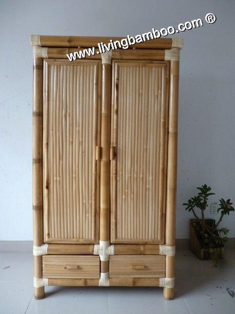 Bamboo Closet, Bamboo Armoire, Bamboo Wardrobe, Tropical Core, Three Door Wardrobe, Bamboo Clothes, Small Villa, Wall Closet, Architecture Design Drawing