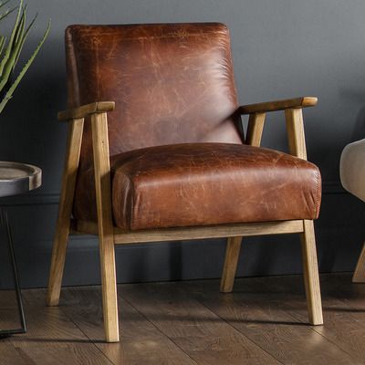 Look what I found on Temple Mid Century Leather Armchair, Brown Leather Armchair, Brown Armchair, Drum N Bass, Wooden Armchair, Comfortable Armchair, Leather Accent Chair, Sleeper Chairs, Leather Pouf