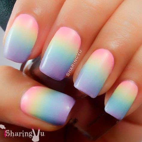 Colorful Combinations for Ombre Nails For Any Occasion ★ See more: https://naildesignsjournal.com/ombre-nails-colorful-combinations/ #nails Unicorn Nails Designs, Ombre Nail Art Designs, Rainbow Nail Art, Unghie Sfumate, Unicorn Nails, Ombre Nail Designs, Nail Art Ombre, Easter Nails, Gradient Nails