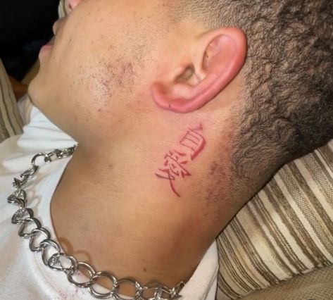 Chinese Symbol Tattoo Behind Ear Neck Tattoo Chinese Symbols, Behind Ear Tattoo Men Ideas, Chinese Symbol Tattoos Behind Ear, Men’s Tattoo Behind Ear, Mens Behind Ear Tattoo, Men Ear Tattoo, Chinese Tattoo Behind Ear, Chinese Tattoos Behind Ear, Chinese Neck Tattoo