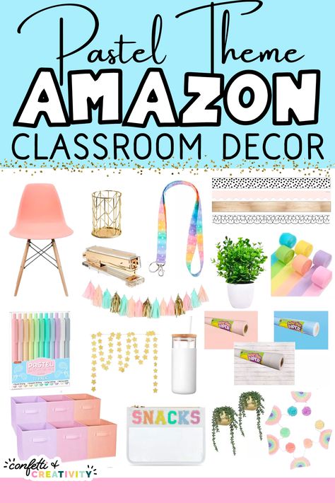 Elementary Classroom Themes Pastel, Pastel Theme Classroom Decor, Amazon Classroom Decor, Pastel Classroom Decor Ideas, Girly Classroom Decor, Saved By The Pastel Classroom, Pastel Classroom Ideas, Pastel Pop Classroom, Classroom Store Ideas