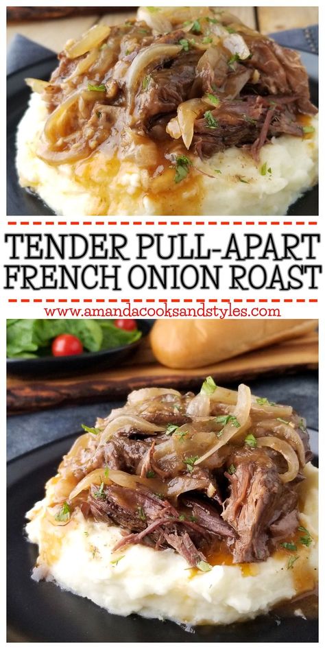 French Onion Roast, French Onion Pot Roast, Crockpot Healthy, Roast Beef Recipes, Pot Roast Recipes, Instant Pot Dinner Recipes, Recipes Crockpot, Crockpot Recipes Slow Cooker, Beef Recipes For Dinner