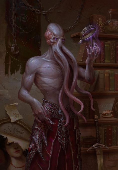 Hot Monster Art, Anime Egyptian, Mind Flayer, Cosmic Horror, Dungeons And Dragons Characters, Dnd Art, Dungeons And Dragons Homebrew, The Emperor, Baldur's Gate