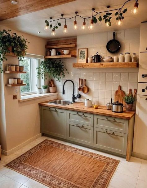 Cosy Kitchen, Boho Kitchen, Apartment Kitchen, Tiny Kitchen, Cottage Kitchen, Kitchen Style, Home Decor Kitchen, Interior Design Kitchen, 인테리어 디자인