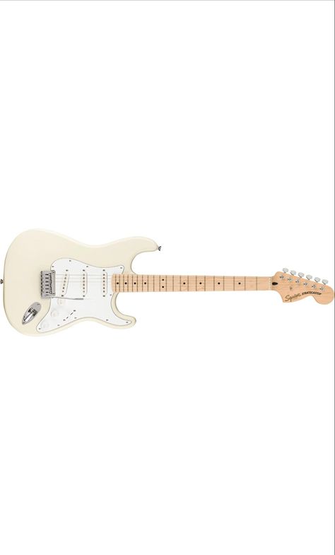 Electric guitar All White Electric Guitar, Cream Electric Guitar, Fender Telecaster White, Squier Guitars, Squier Stratocaster, Fender Squier Stratocaster, Squier Affinity Stratocaster, Cheap Guitars, Aesthetic 2024