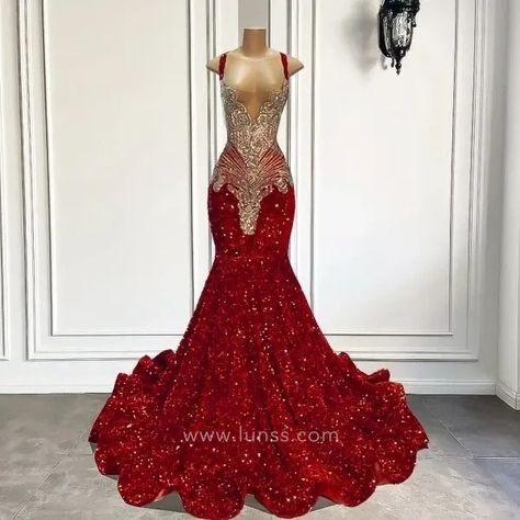 Red Gold Prom Dress, Prom Dresses Red And Gold, Silver And Red Prom Dress, Red And Silver Prom Dress, Red Glitter Prom Dress, Red And Sliver Prom Dress, Red Glamorous Sequin Dress For Prom, Red And Gold Prom Dress Black Women, Red Sparkly Prom Dresses Mermaid