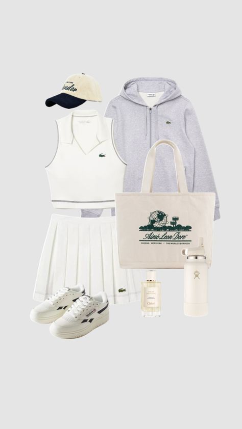 #outfit #outfitinspo #simpleoutfit #asics #lacoste #tennis #tennisoutfit #sporty #sports #sportyoutfit #oldmoney #oldmoneyaesthetic #oldmoneyoutfit #whiteoutfit #alo #sportyandrich #richoutfit #expensive #elegant #adidas #adidasgazelle #thatgirl #itgirl #matildadjerf Lacoste Aesthetic Outfit, Lacoste Aesthetic, Asics Outfit, Lacoste Outfit, Lacoste Tennis, Outfit Tennis, Tennis Outfit, Matilda Djerf, Tennis Clubs