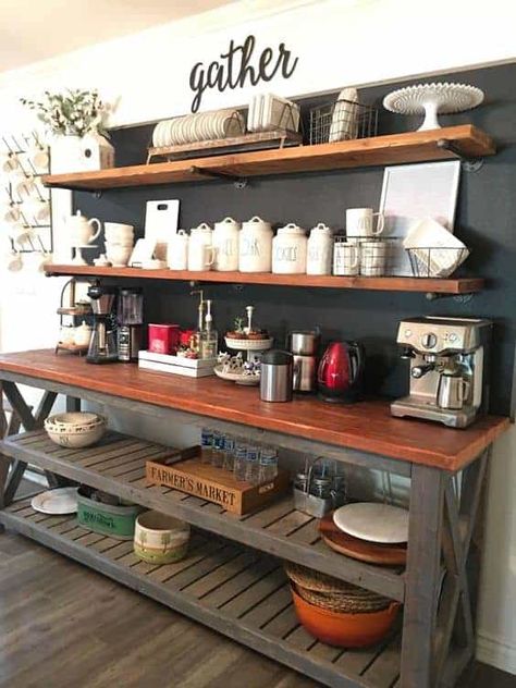 Countertops Black, Coffee Station Kitchen, Coffee Bar Station, Countertops White, Diy Coffee Bar, Coffee Bar Design, Home Coffee Stations, Coffee Bars In Kitchen, Coffee Nook